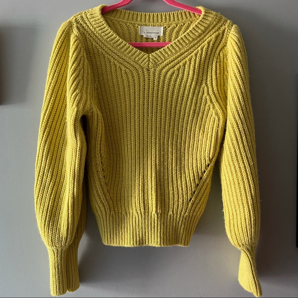 Thick Yellow Anthropologie V-neck Sweater M